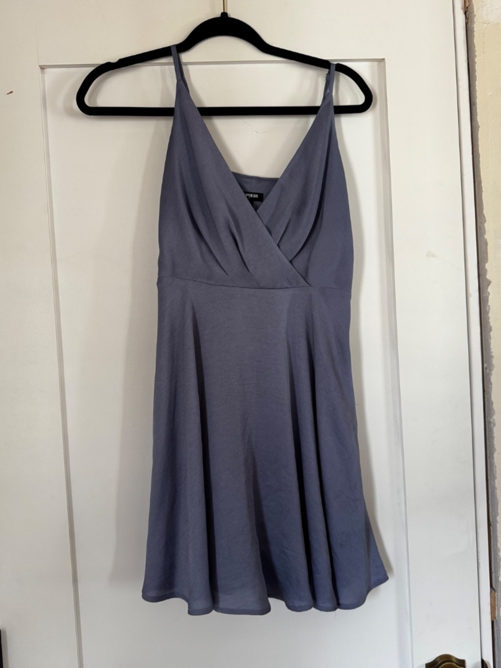 Satin Mini Dress - Periwinkle Silver/Purple/Blue - Express S